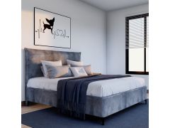 מיטה זוגית בד קטיפה דגם חאליסי 160x200 גוון אפור