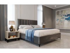 מיטה ברוחב וחצי בד קטיפה דגם אליסיה 120x190 גוון אפור