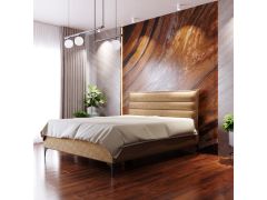 מיטה זוגית בד קטיפה דגם גיזל 160x200 גוון נס קפה