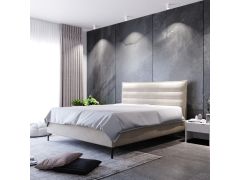 מיטה זוגית בד קטיפה דגם גיזל 140x190 גוון אופוויט