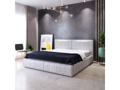 מיטה ברוחב וחצי 120x190 מרופדת קטיפה דגם גריזלי גוון אפור בהיר