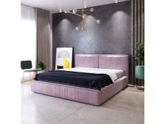 מיטה זוגית 140x190 מרופדת קטיפה דגם גריזלי גוון ורוד