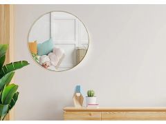 מראה עגולה 96 ס"מ מסגרת מתכת דקה דגם שרי גוון זהב