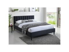 מיטת 190×120 מרופדת בד קטיפתי דגם פולי בגוון שחור