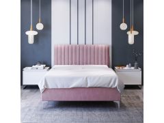 מיטה זוגית 180x200 מרופדת קטיפה דגם ונסה גוון ורוד