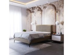 מיטה זוגית 180x200 מרופדת קטיפה דגם ונסה גוון מוקה