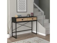 קונסולת כניסה בגוון עץ אלון מעושן ומתכת שחורה דגם Sarit