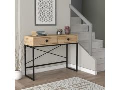 קונסולת כניסה גוון עץ אלון ומתכת שחורה דגם אמילי