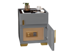 שידה לילה חכמה משולבת כספת גוון אפור כהה