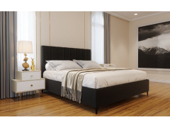 מיטה זוגית בד קטיפה דגם אליסיה 180x200 גוון שחור