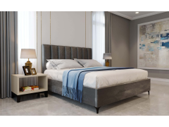 מיטה זוגית בד קטיפה דגם אליסיה 180x200 גוון אפור