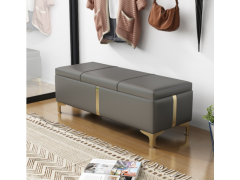 הדום ספסל דמוי עור כולל ארגז אחסון אפור כהה
