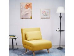 כורסא נפתחת למיטה מרופדת בד קורדרוי דגם ספורט בגוון חרדל