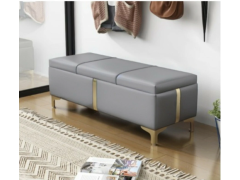 הדום ספסל דמוי עור כולל ארגז אחסון צבע אפור בהיר