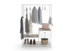 ארון בגדים פתוח אלון-לבן כולל שתי מגירות