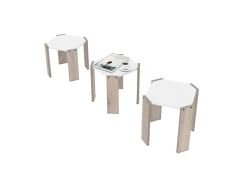 סט 3 שולחנות לסלון עם רגלי עץ דגם שפי