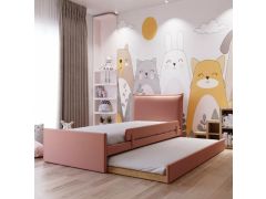 מיטת חבר מרופדת קטיפה דגם אנה 80*190 גוון ורוד