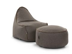 סט פוף והדום דגם SIERRA בטכנולוגית CLOUD בגוון אפור אבן