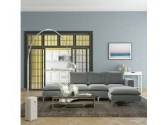 מערכת ישיבה מודולארית מבד קטיפתי עם 2 הדומים דגם אושר בגוון אפור בהיר