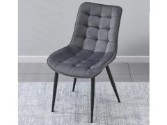 כיסא מפואר לפינת אוכל מרופד קטיפה דגם פבריקה אפור