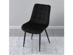 כיסא מפואר לפינת אוכל מרופד קטיפה דגם פבריקה שחור