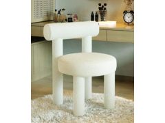 כיסא/כורסא לבנה לשידת איפור מעוצב בגימור מודרני