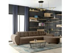 מערכת ישיבה פינתית דגם נועה בגוון חום כהה