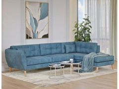 מערכת ישיבה פינתית דגם מיכאלה מבד סוואנה בגוון כחול