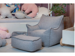 פוף לילדים עם הדום תואם דגם Baby Sicilia אפור בהיר