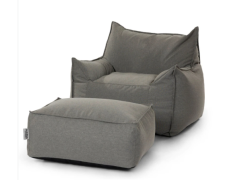 סט פוף והדום חוץ דגם Sicilia Outdoors צבע אפור אבן