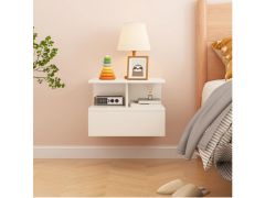 שידת לילה צפה תלויה לקיר בגוון לבן דגם יורק