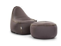 סט פוף והדום דגם SIERRA בטכנולוגית CLOUD בגוון אפור בטון