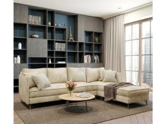 מערכת ישיבה פינתית מבד מעוצבת דגם ליאם בגוון שמנת