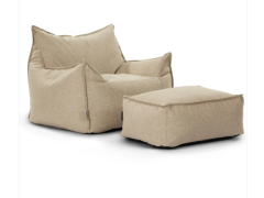 סט פוף והדום חוץ דגם Sicilia Outdoors צבע פשתן