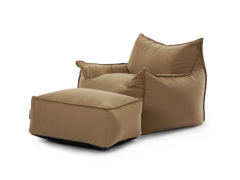 סט פוף והדום דגם Sicilia צבע קפה לאטה