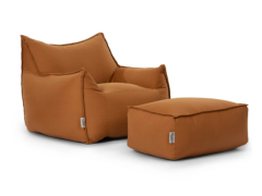 סט פוף והדום דגם Sicilia צבע חום אדמה