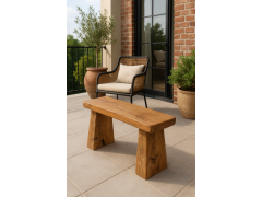 ספסל כפרי מעץ טיק 90 ס"מ דגם Lombok