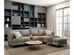 מערכת ישיבה פינתית מבד מעוצבת דגם ליאם בגוון אפור בהיר