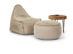 סט פוף והדום דגם SIERRA בטכנולוגית CLOUD בגוון זמש בז'