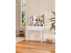 שידת איפור בגוון לבן עם תאורת לד דגם אודם