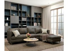 מערכת ישיבה פינתית מבד מעוצבת דגם ליאם בגוון אפור כהה