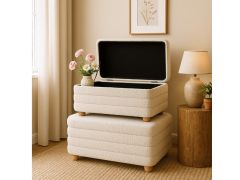 סט 2 הדומים נפתחים בד בוקלה בגוון לבן