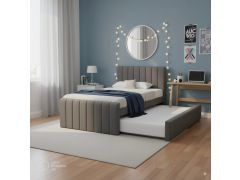 מיטה 190×120 בד רחיץ עם מיטת חבר דגם סנדי בגוון אפור