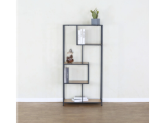 ספריה אסימטרית מעוצבת דגם גלדיולוס בגוון אגוז שחור