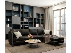 מערכת ישיבה פינתית מבד מעוצבת דגם ליאם בגוון שחור