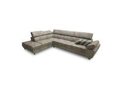 מערכת ישיבה פינתית מבד יוקרתי דגם אסיה צבע ספארי