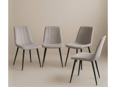  רביעיית כיסאות מרופדים דגם ריביירה בגוון אפור בהיר