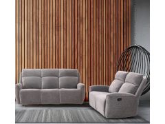 מערכת ישיבה 3+2 מבד עם 4 הדומים נשלפים דגם פיראוס בגוון אפור