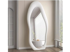 מראת גוף אמורפית ענקית 160X50 מסגרת קטיפה- לבן