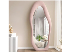 מראת גוף אמורפית ענקית 160X50 מסגרת קטיפה- ורוד